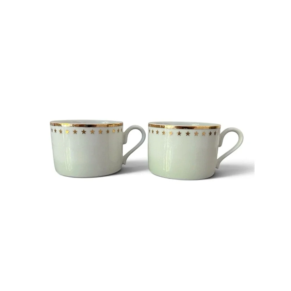 Pottery Barn New Traditions Gold Star Coffee Mug Tea Cup Vintage y2k 90s Galaxy